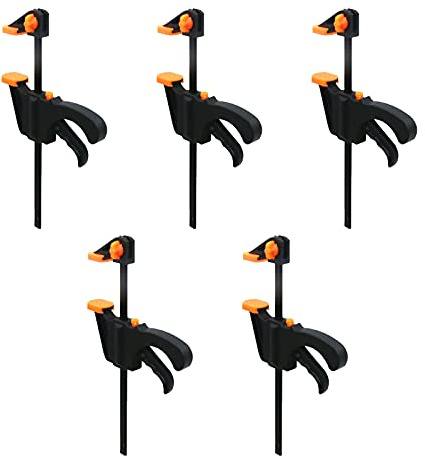 Lot de 5 colliers de serrage de 10,2 cm, pince à cliquet, pince à barre à une main, outil de fixation à dégagement rapide pour le travail du bois et le bricolage