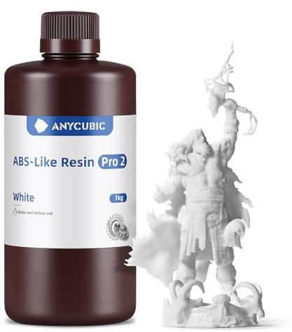 ANYCUBIC ABS-Like Resin Pro 2, Weiß, 1000g | 3D Drucker Resin mit erhöhter Festigkeit & Zähigkeit, Hoher Präzision, Weitgehende Kompatibilität mit allen Resin 3D Druckern