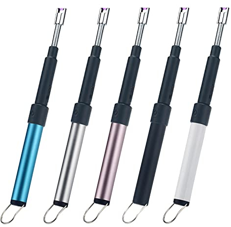 BAILEYU 5pcs Encendedor Eléctrico Arco Plasma USB Recargable Retráctil (29cm-70cm) Encendedor Superlargo para Vela Camping Barbacoa Cocina