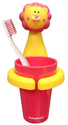 Jauhmui Kinderzahnbürstenhalter mit Tasse für Babys und Kinder (Löwe)
