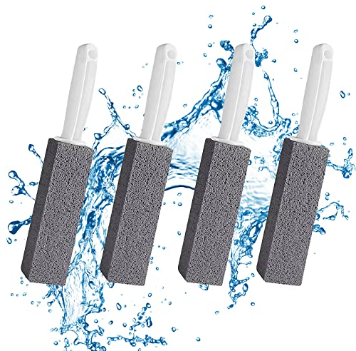 4 Pcs Bimsstein Reinigungs Stein mit Griff: HOMURY Bimsstein Toilettenreiniger, Cleaning Block WC Toilette-Reinigungsstein mit Griff Putzstein für Küche Dusche Bad Pool Waschbecken Fußpflege