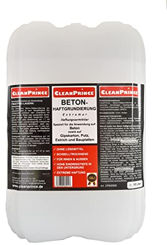 CleanPrince Beton-Haft-Grundierung 10 Liter CP830900-10000 | ohne Lösemittel Innen Außen schnell trocknend, extremer Haftungsvermittler Beton Gipskarton Putz Estrich