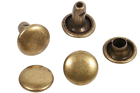 LetCart Doppelkappenniete – 100 Stück 8 X 8 Mm Doppelkappenniete aus Metall, Leder, Handwerk, Reparaturen, Nieten, Spikes, Dekoration Für DIY-Taschen, Schuhe, Reparatur, Dekoration(Bronze)