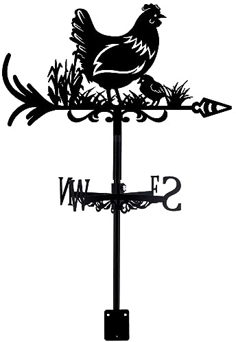 SUPERDANT Banderuola In Metallo Gallina Erba Banderuola Segnavento Animali Segnavento da Tetto Battuto di Direzione per Giardino Pensile Decorazione per Esterni di Direzione del Vento Cavo Giardino