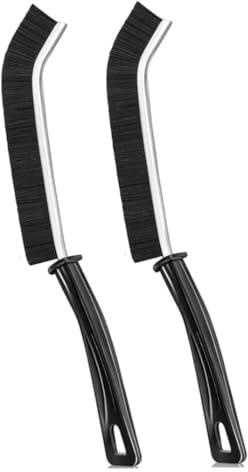 2PCS Crevice Cleaning Brush With Long Handle - Gap Brush for Bathroom Tiles, Kitchen, Small Spaces - Hard Bristle Narrow Scrubbing Brush (Black)