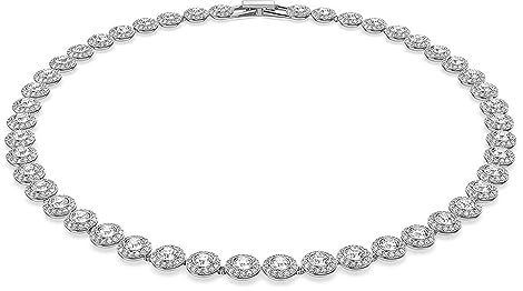 LINWILTFC Round Classic Diamond Necklace for Women with Adjustable Extension Buckle, Mother's Day Christmas Birthday Gift (Silver)