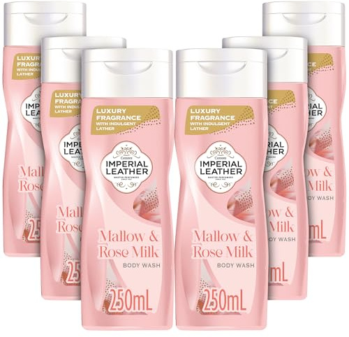 Imperial Leather Mallow & Rose Milk Body Wash Shower Gel, Signature Oil Blend, Creamy Indulgent Lather, Luxury Fragrance, Bulk Buy, Pack of 6x250ml