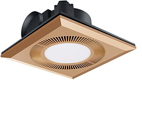 ventilation fan 10inch Ceiling Window Exhaust Fan with Light，LED Square Quiet Ceiling Mount Ventilation Fan Combination for Bathroom/Shower/Restroom/Home/Office ventilating fan(Color:Gold,Size:UK)