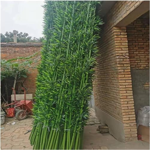 Bambou artificiel extérieur avec des troncs, des tiges et des feuilles de bambou, Fausse clôture de jardin en faux arbre en soie de bambou, Ornements extérieurs intérieurs(10 Pack,1.5m/4.9ft Tall)