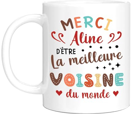 HALUMI Mug | Tasse à café personnalisée Cadeau pour Voisine - Meilleure Voisine Du Monde - personnaliser avec Nom 330 ml