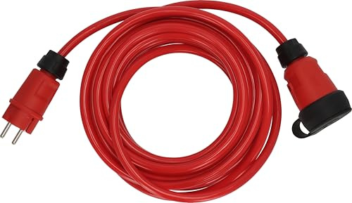 Brennenstuhl Professional förlängningssladd VQ 1200 IP44 (10m kabel H07BQ-F 3G2,5 i röd, för användning på byggarbetsplatser och permanent utomhusbruk, Made in Germany)