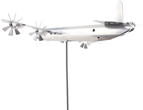 Flugzeug-Windskulptur aus Edelstahl – Einfach zu Montierende Flugzeug-Windmühle aus Metall – Dreht Sich mit Dem Wind, Perfekte Gartendekoration