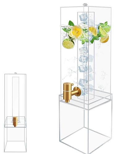 2 Gallon Large Drink Dispenser, Drink Dispenser with Acrylic Stand, Drink Dispensers for Parties with Ice Core, Beverage Dispenser with Airtight Valve for Water, Punch, Juice
