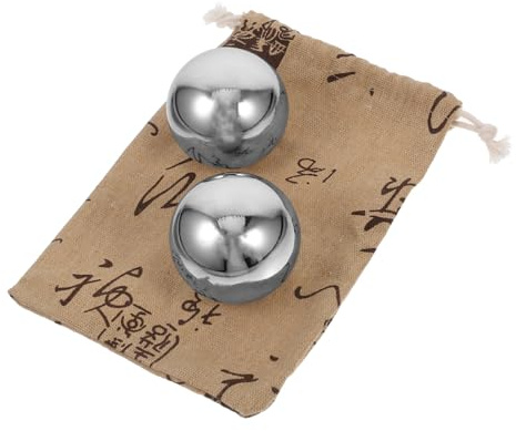 Happyyami Juego de 2 Balones de Masaje de Acero Inoxidable de 53mm Superficie Lisa y Portátil para Ejercicios de Mano y Masaje de Palma para Personas Mayores