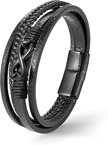Generisch lederarmband herren unendlichkeit symbol bracelet herren infinity echtleder mit magneten verschluss