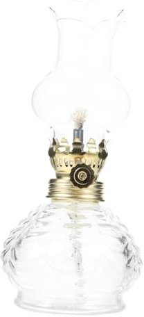 HAWILLOSCH Petroleumlampe Aus Glas Vintage Petroleumlaterne Für Innenbereich Klarer Glaslampenschirm Einfach Zu Bedienen Wohnzimmer Schlafzimmer Dekoration