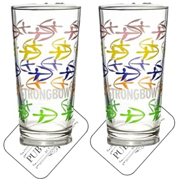 Laurie's Pub and Bar Accessories Strongbow Cider Colourful Pint Glass Set of 2