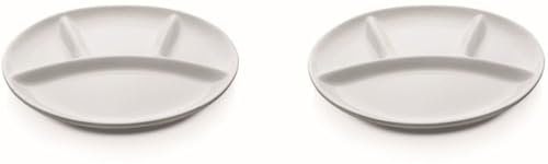 TAMLED 2 piatti da fonduta in porcellana, diametro 25 cm, lavabili in lavastoviglie, adatti al microonde