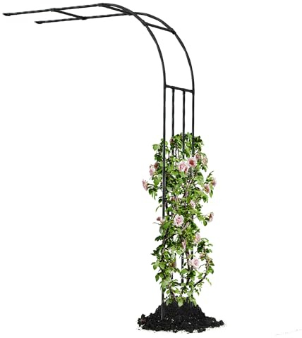 Caroeas Demi Arche de Jardin pour Plantes Grimpantes,120x240x40cm，Arceau Métallique pour Rosiers, Tonnelle Décorative Extérieure, Résistante à la Rouille et à la Décoloration