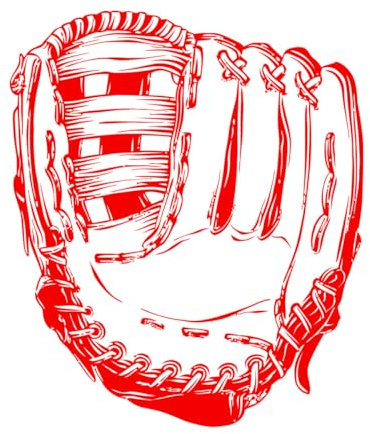 Wall Vinyl Sticker Decor Sketch Baseball Glove Hand Drawn Sports Fan 54x64.8cm Easy Installation Large red