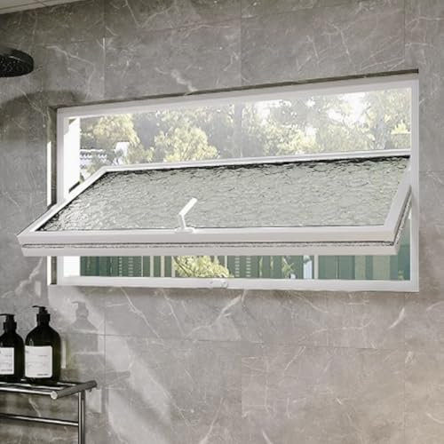YVYKFZD Aluminium Schiebefenster, rechteckiges Fenster Window Kellerfenster, 360 ° drehbare Lüftungs Ersatzfenster mit Griffen, Schuppenfenster aus gehärtetem Glas für Badezimmer, Schlafzimmer(WxH 25x
