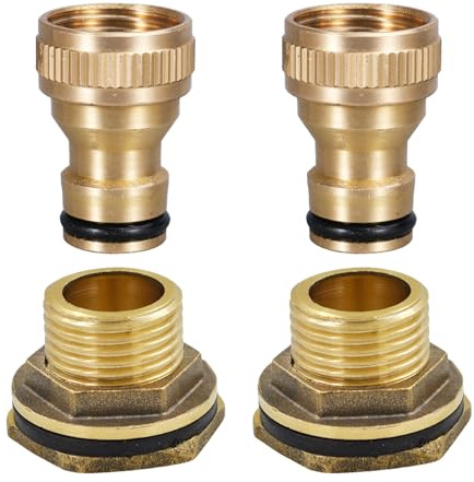 Adaptador de grifo de 1/2 pulgadas, 2 unidades, rosca interior de 1/2 pulgadas con paso de barril de lluvia, conector de grifo de latón compatible con sistema Gardena, fácil montaje, resistente a la