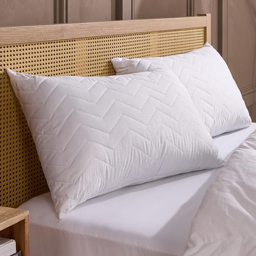 Snuggledown Rebound Quilted Pillows 2 Pack - Hotel Quality Firm Support Luxury Pillows for Back & Side Sleepers | Bounce-Back Comfort, UK-Made, Non-Allergenic (48 x 74cm)