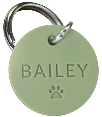 Geräuschlose Runde Personalisierte Hundemarke aus Silikon Beidseitig Graviert Anpassbarer Haustier-ID-Anhänger mit Optionalem Muster für Hunde und Katzen Geräuschlose Namensschilder(Farblose Gravur)
