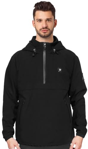 soulsfeng Mens Waterproof Jacket, Lightweight Breathable Rain Jackets Outdoor Hooded Windproof Thermal Lining Raincoat for Hiking Walking Cycling