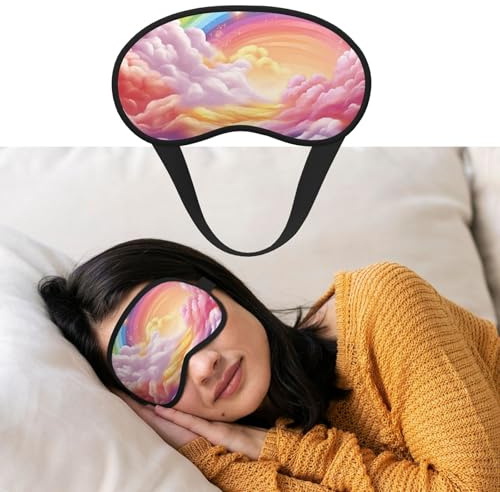 Augenmaske zum Schlafen, atmungsaktiv, lichtblockierend, bunt, Regenbogenfarben, Augenbinde, weich, bequem, Nacht-Augenschutz, für Männer und Frauen, Augenabdeckung für Nickerchen zu Hause