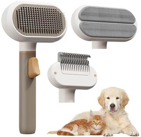 Bolfie Dog Rake and Gently Removes Loose Dog Hair Brush Undercoat Mats and Tangled - Deshedding Grooming Tool for Dogs & Cats - Self Cleaning Slicker Brush - All Hair Types