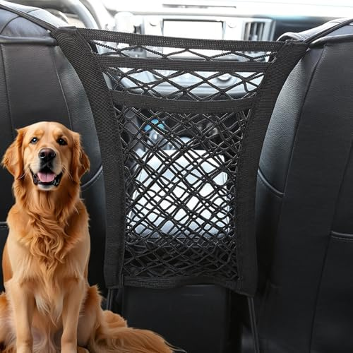 Aihoom Filet de Voiture à 3 Couches, Séparation Réglable pour Siège Auto, Barrière de Sécurité Chien Enfant, Organisateur de Coffre, Accessoire Universel pour Bagages et Sac