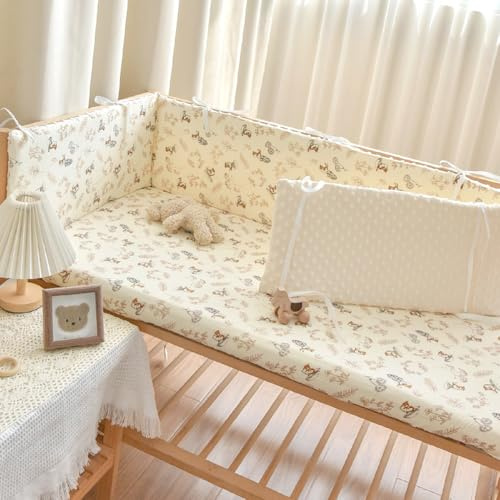 PTKG Barrera Cama NiñOs CojíN Barandilla de Seguridad para NiñOs Alfombra AnticolisióN ProteccióN Integral Almohadilla de Choque CojíN de Borde de AlgodóN Chichonera Plegable,B1,180 * 28cm