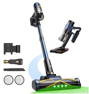 CHEFREE Aspirateur Balai sans Fil, 48Kpa/450W Aspirateur sans Fil Puissant avec Detect Laser, 50 Min, Brosse Anti-Emmêlement pour Tapis Poils Animaux Sol Dur Voiture