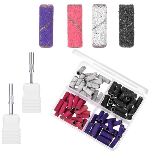 80 stycken sliphylsor nagelfräsar 80/120/180/240 grus, slipkåpor nagelfräs, liten nagelborr, med 2 stycken 3 mm spikborrar, för nagelborr, nagelsalong och nagelentusiaster