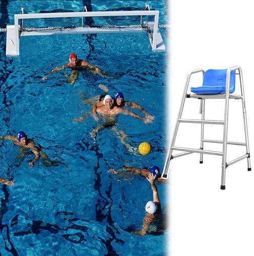 Lifeguard Chairs,Heavy Duty Lifeguard Chair for Water Polo, 4-6 ft Beach Observation Stool, Sports Referee Competition Seat, Silver Lookout Ladder with 2 Steps