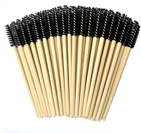 100Pcs Disposable Bamboo Eyelash Spoolies Mascara Wands Eyebrow Groomer | Bendable hygienic wooden applicators; neat lash separators; for professional salon cosmetics