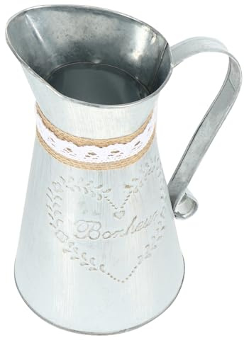 LALAFINA Vintage Iron Flower Jug Planter 10x21.5x12cm Rustic Floral Vase Home Garden Desktop Decoration