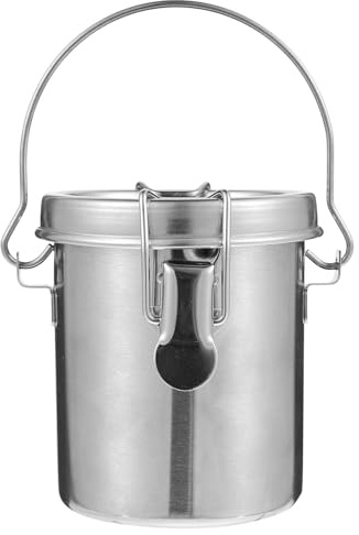 VINTORKY Secchio Doppio in Acciaio Inox Spesso Coperchio per Pulizia Pennelli da Pittura, Lavapennelli per Artisti, Contenitore per Acquerelli e Colori ad Olio, per Studio Artistico
