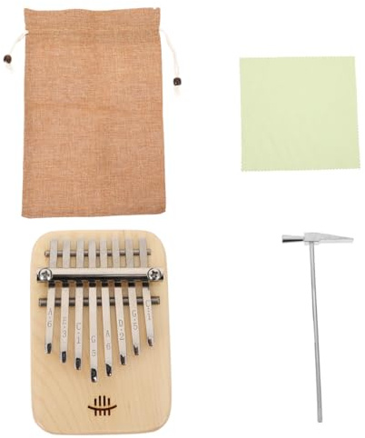BESPORTBLE Piano Teclas de Acero Inoxidable Kalimba Portátil de Pulgar para Principiantes de Madera Natural y Tono Preciso, Instrumento Musical Compacto Adecuado para Practicar
