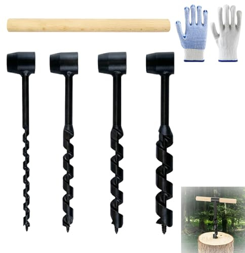 Handborr trä, 5 stycken träborrar manuell Bushcraft tung last stål Scotch Eye ormborr, Bushcraft utrustning utomhus överlevnadsset överlevnadsutrustning camping