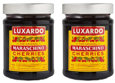 Luxardo Gourmet Cocktail Maraschino Cherries | for Old Fashioned, Manhattan and Desserts, 400G Jar. [Pack of 2]
