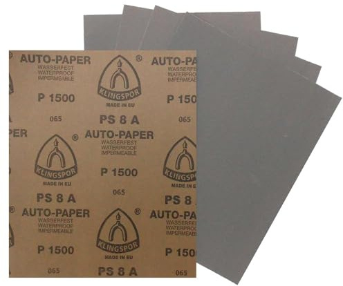 Klingspor PS8A - Papel de lija húmedo para coche, 50 hojas, 230 x 280 mm, resistente al agua (grano 2000)