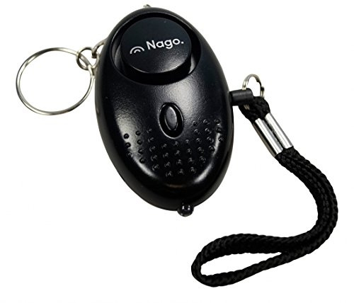 NAGO Mini Alarm Schlüsselanhänger Taschenalarm Notfallalarm Panikalarm mit LED Leuchte Sirene ca. 140 dB schwarz