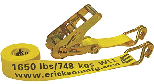 Erickson 52300 Yellow 2 x 15' Medium Duty Ratcheting Tie-Down Strap