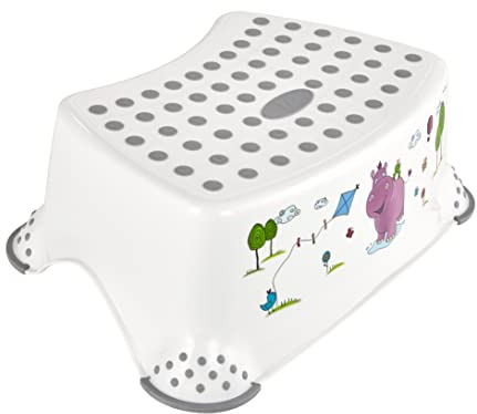 keeeper Hippo Tritthocker, Ab ca. 3 bis ca. 14 Jahre, Anti-Rutsch-Funktion, Tomek, Weiß