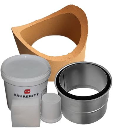 Wandfutter Schornsteinanschluss Kaminanschluss Schamotterohr Set (Stutzen 200mm)