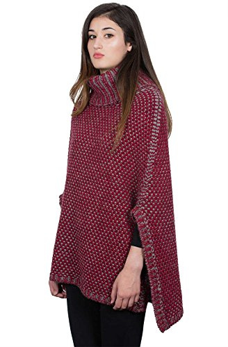 Kemailù - SENIA Poncho Bicolore - Donna (Rosso)