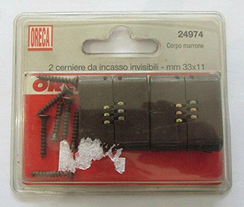 ORECA - CERNIERE DA INCASSO A MONTAGGIOINVISIBILE MARRONI 33X11MM PZ2