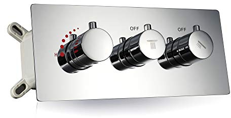 Unterputz Thermostat,Duschthermostat Brausethermostat,Chrom Duscharmatur Thermostat mit Temperatureinstellung und Durchflusseinstellung, Mischbatterie Dusche Thermostat